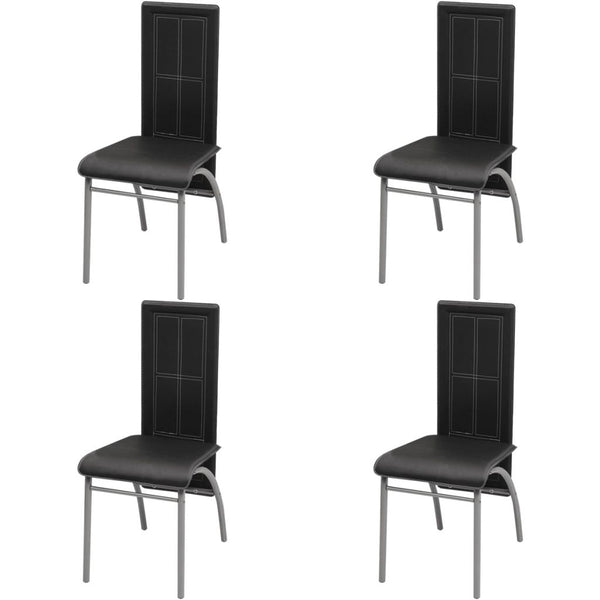  Dining-Chairs 4 pcs Black Faux Leather