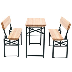 Folding Table with 2 Benches 118 cm Fir Wood