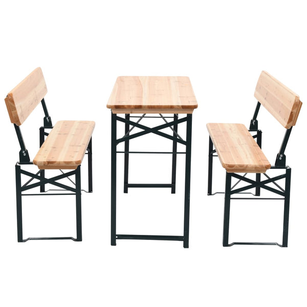  Folding Beer Table with 2 Benches 118 cm Fir Wood