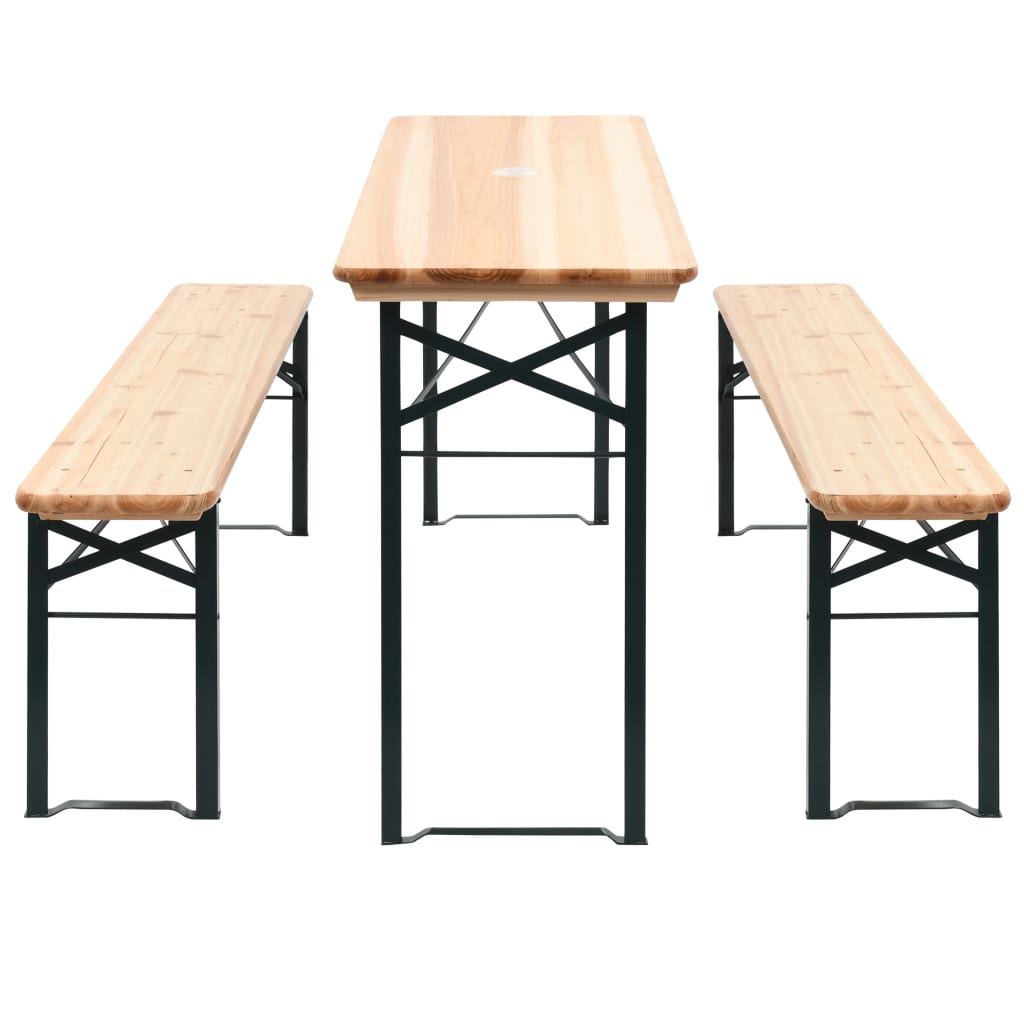 Folding Table with 2 Benches 177 cm Pinewood