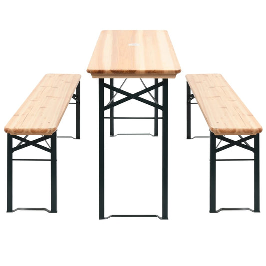 Folding Table with 2 Benches 177 cm Pinewood