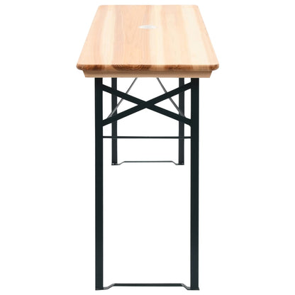 Folding Table with 2 Benches 177 cm Pinewood