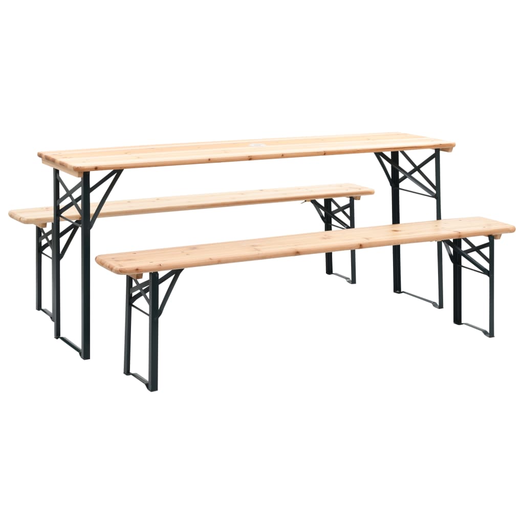 Folding Table with 2 Benches 177 cm Pinewood