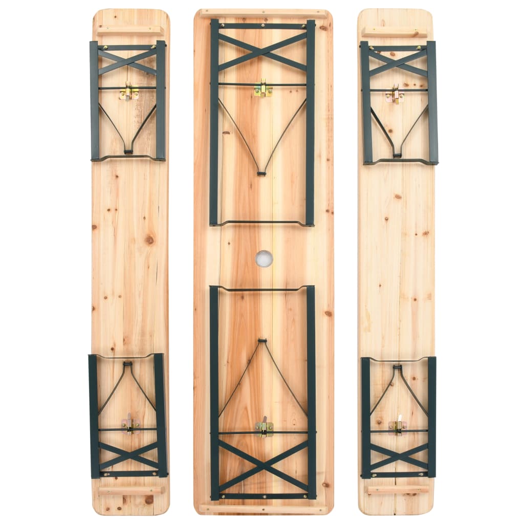 Folding Table with 2 Benches 177 cm Pinewood
