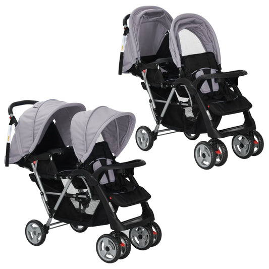 Tandem Stroller Steel Grey and Black