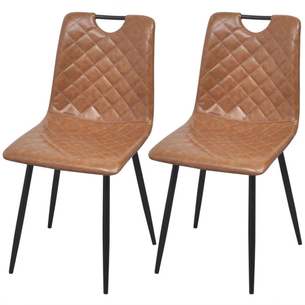  Dining Chairs 2 pcs Light Brown Faux Leather