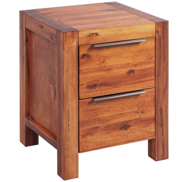  Bedside Cabinet Solid Acacia Wood Brown