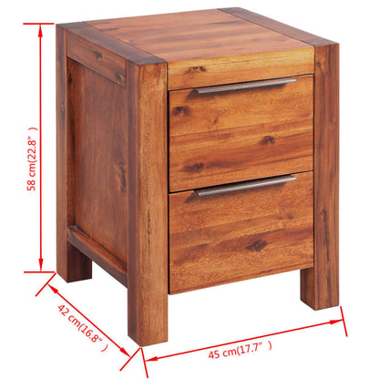 Bedside Cabinet Solid Acacia Wood Brown 45X42X58 Cm