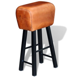Bar Stool Black and Brown Real Leather