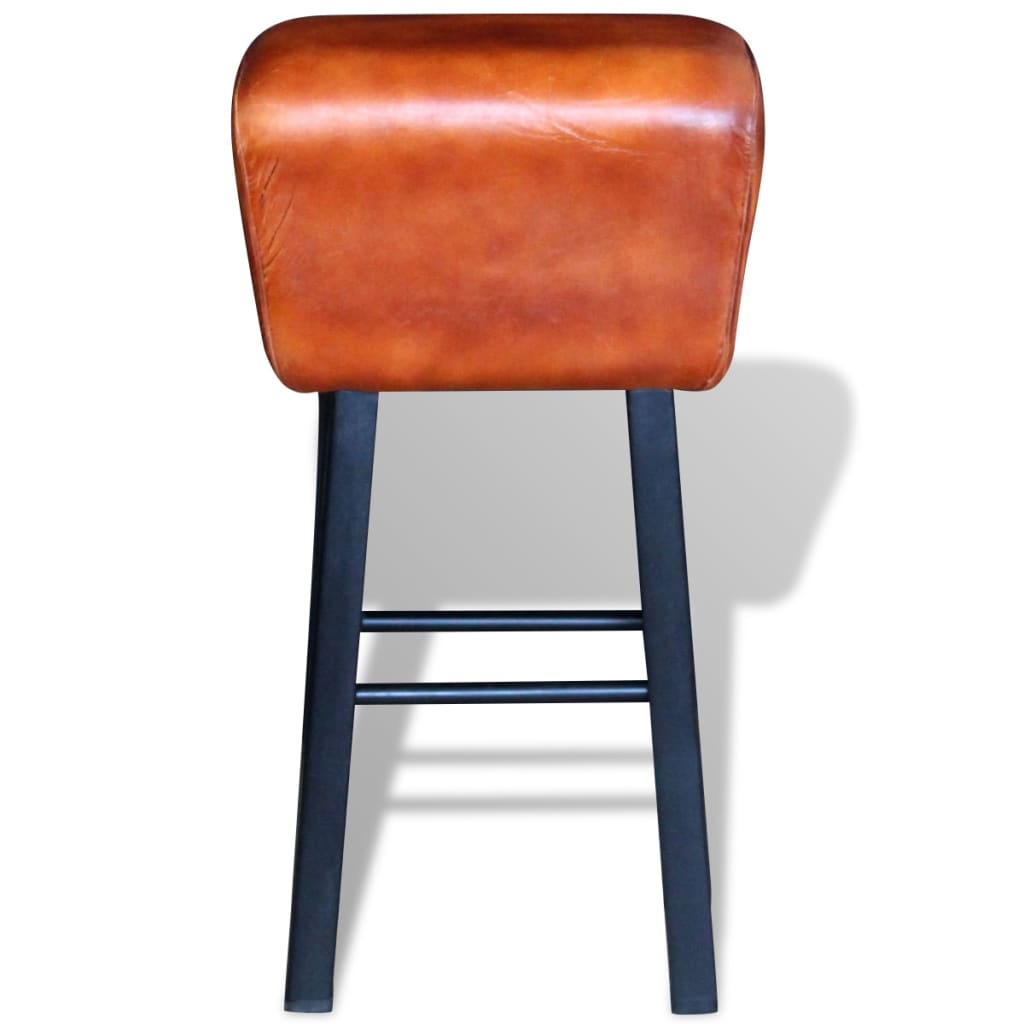 Bar Stool Black and Brown Real Leather