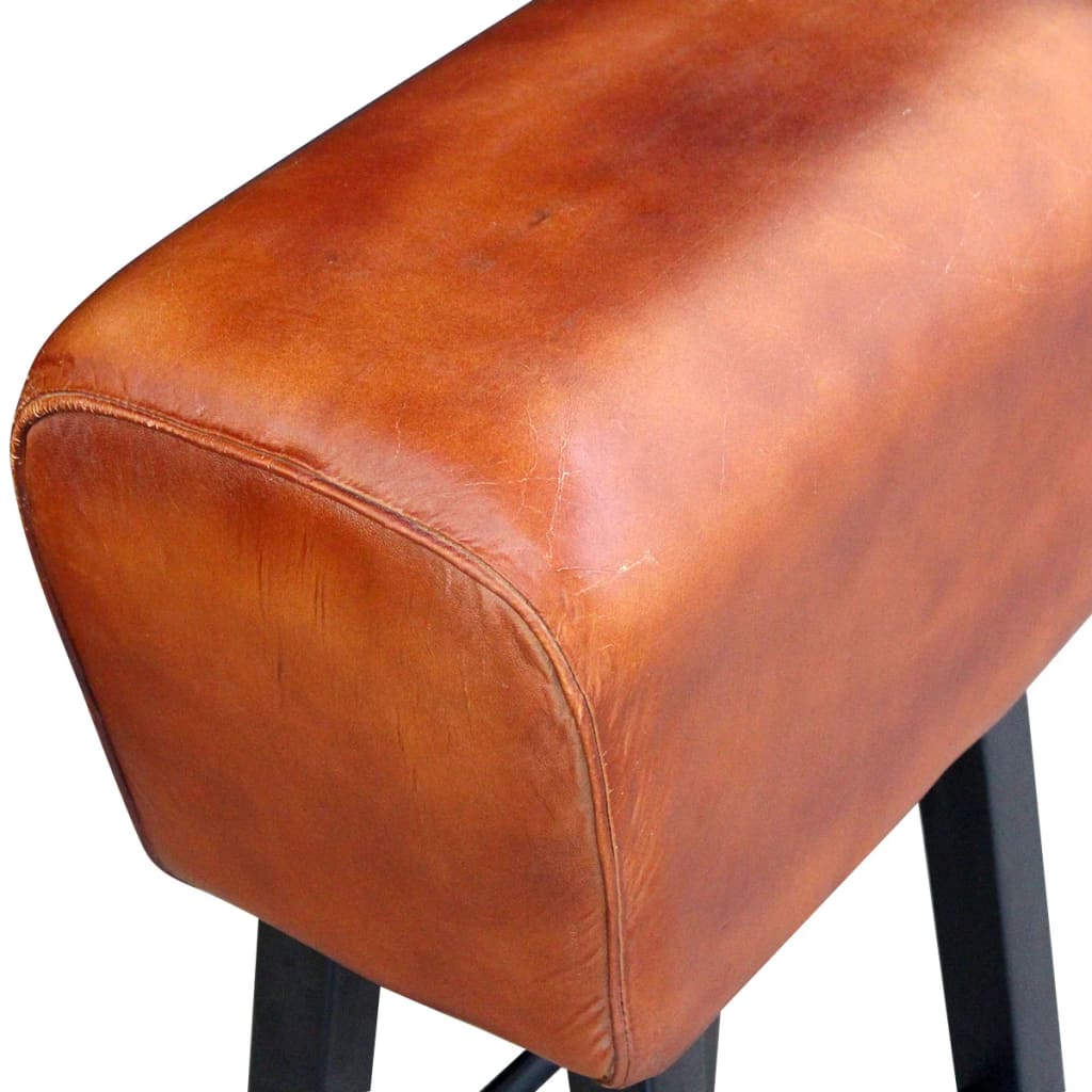 Bar Stool Black and Brown Real Leather