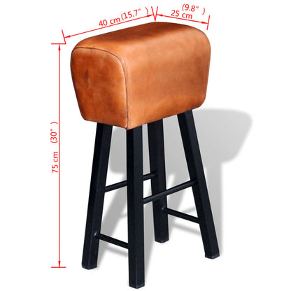 Bar Stool Black and Brown Real Leather