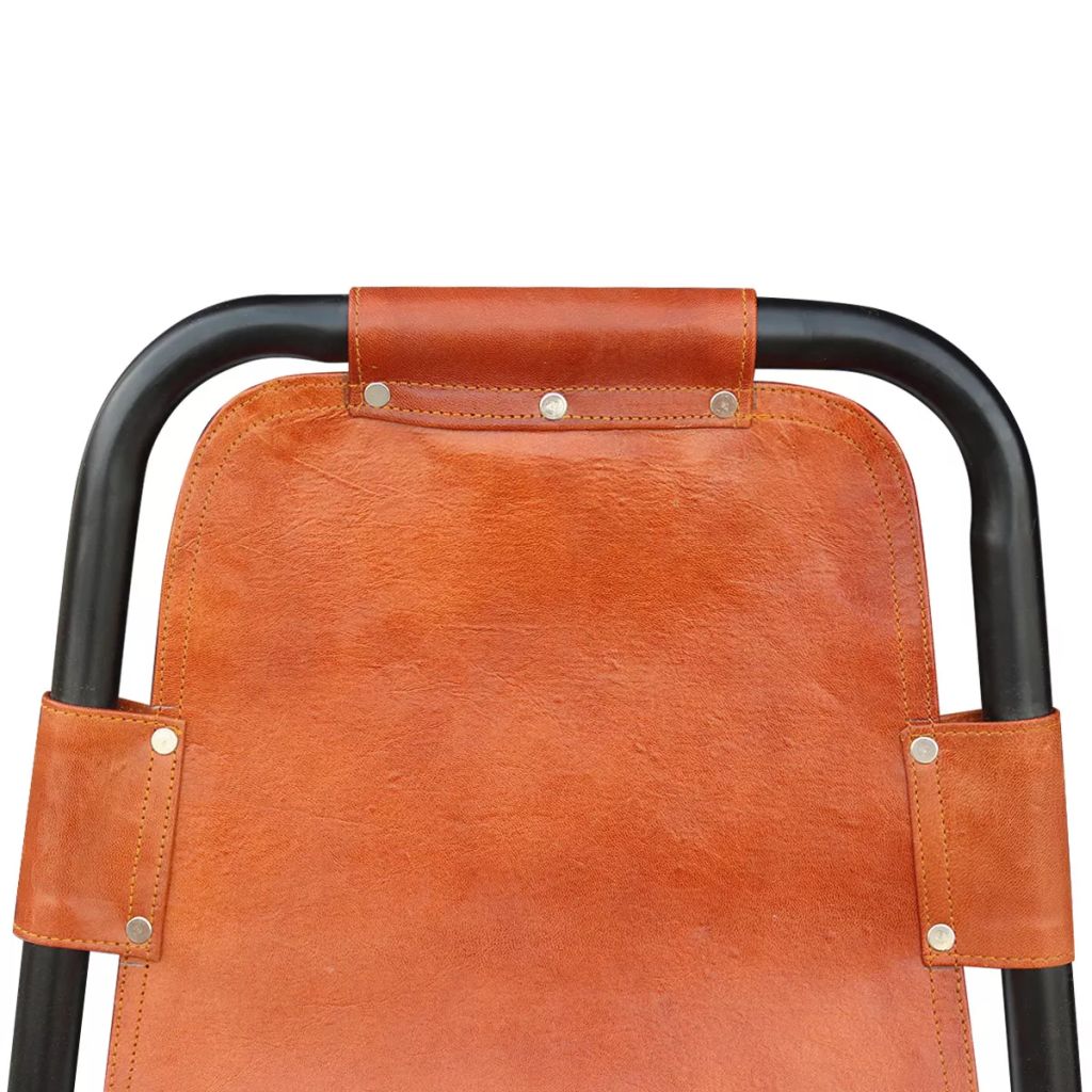 Dining Chairs 2 pcs Brown Real Leather