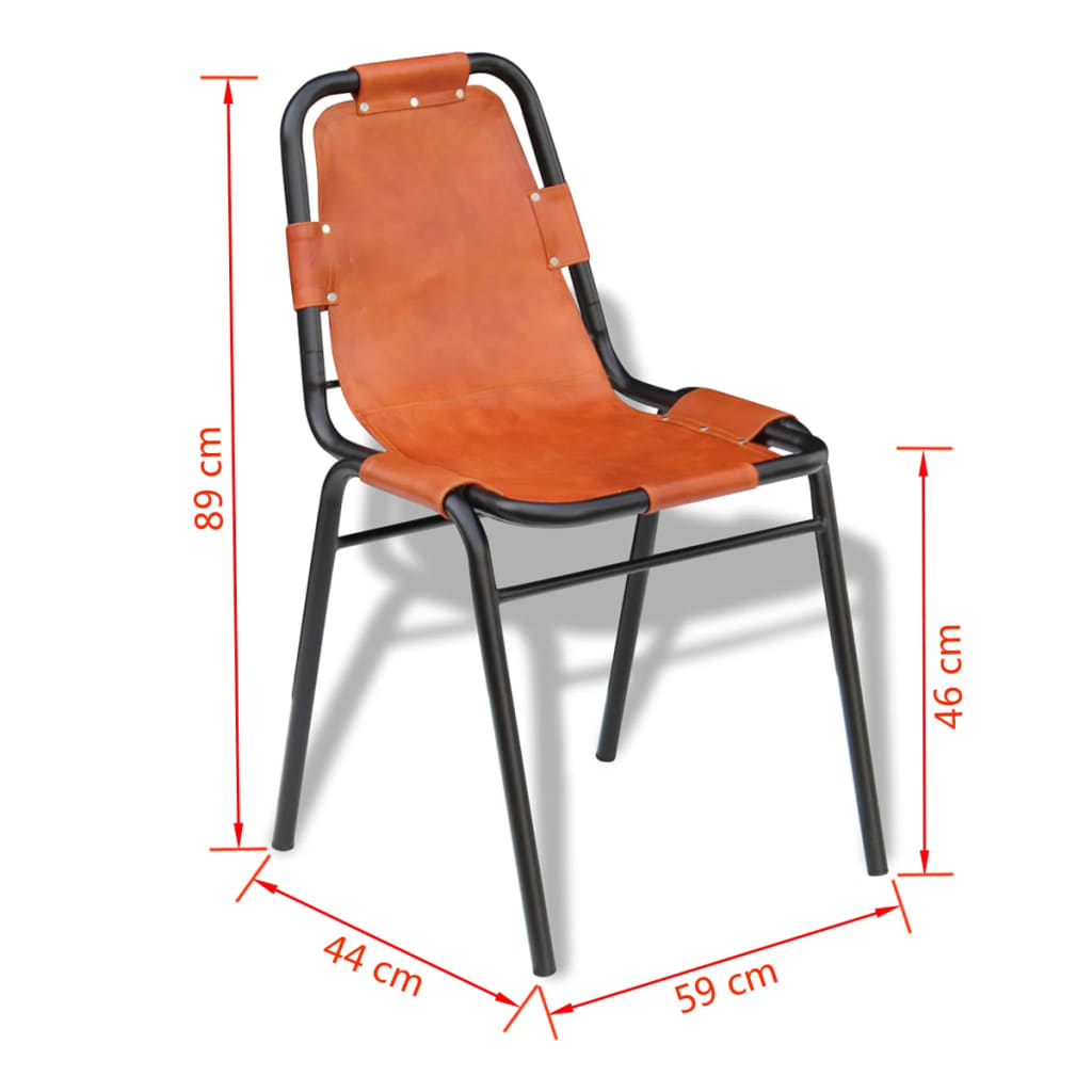 Dining Chairs 2 pcs Brown Real Leather