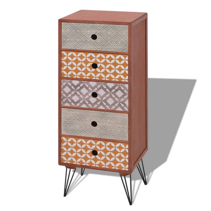 Side Cabinet 5 Drawers Brown
