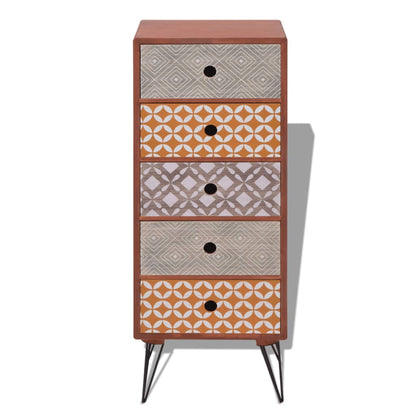 Side Cabinet 5 Drawers Brown