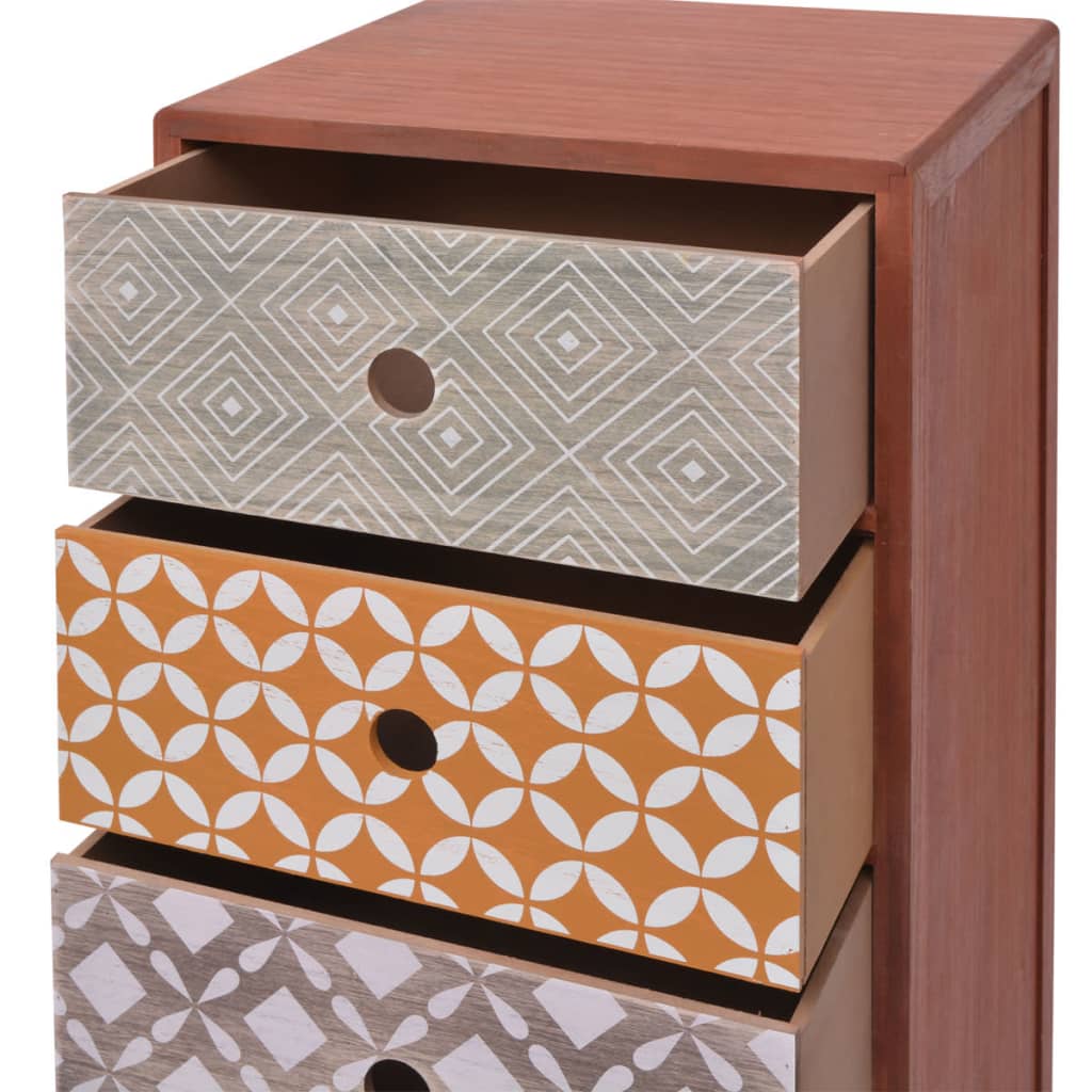 Side Cabinet 5 Drawers Brown