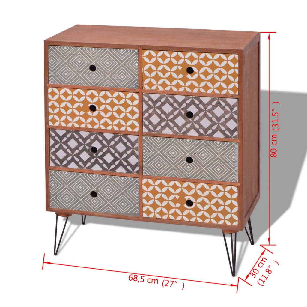Sideboard 8 Drawers Brown
