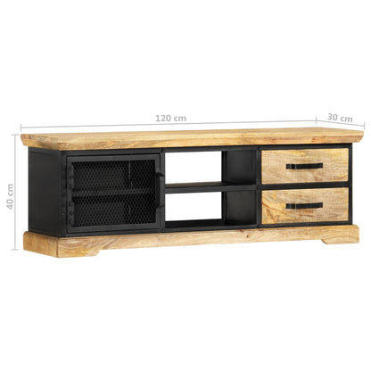 TV Cabinet Black 120x30x40 cm Solid Mango Wood