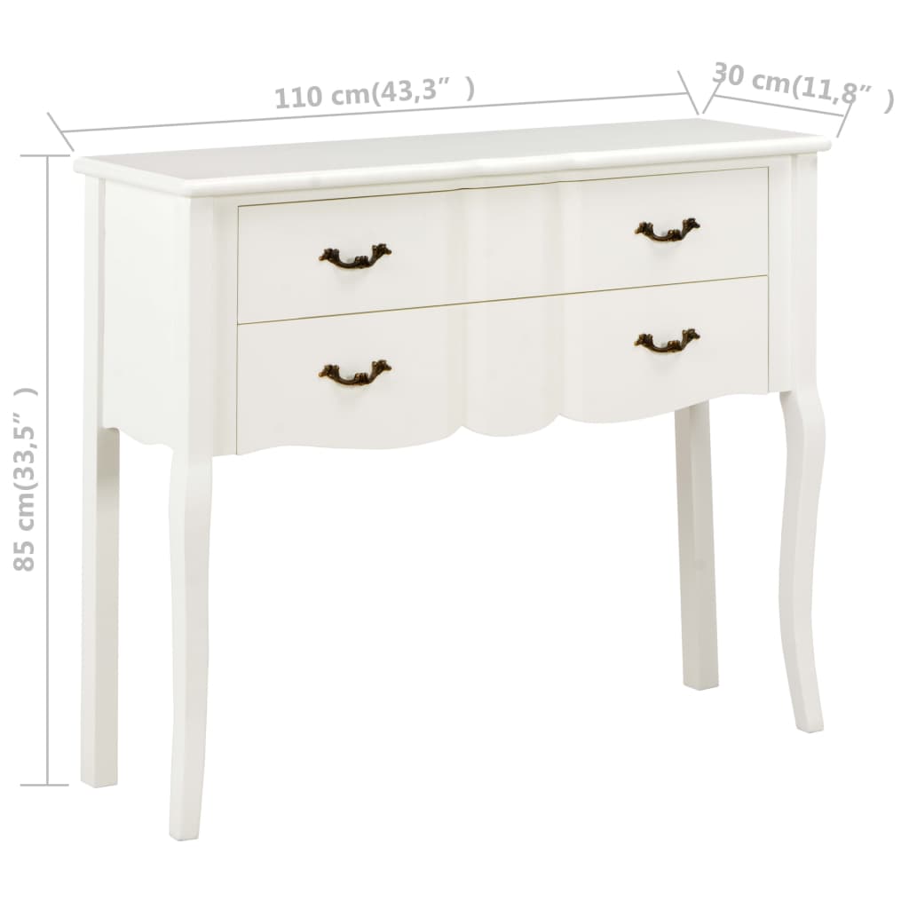 Sideboard 110x30x85 cm White Solid Wood
