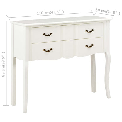Sideboard 110x30x85 cm White Solid Wood