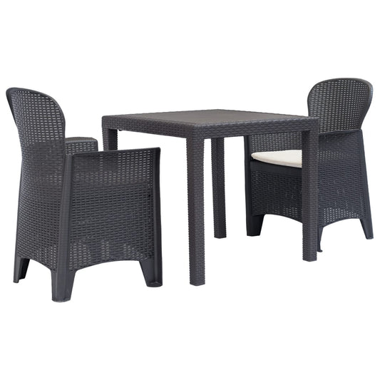 3 Piece Bistro Set Plastic Brown Rattan Look