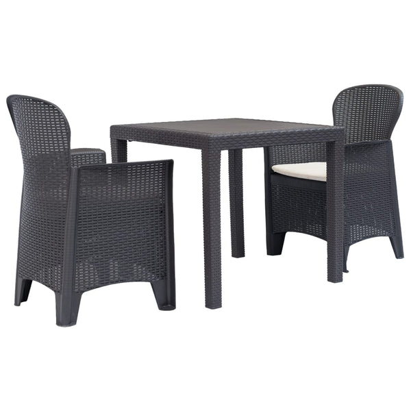  3 Piece Bistro Set Plastic Brown Rattan Look