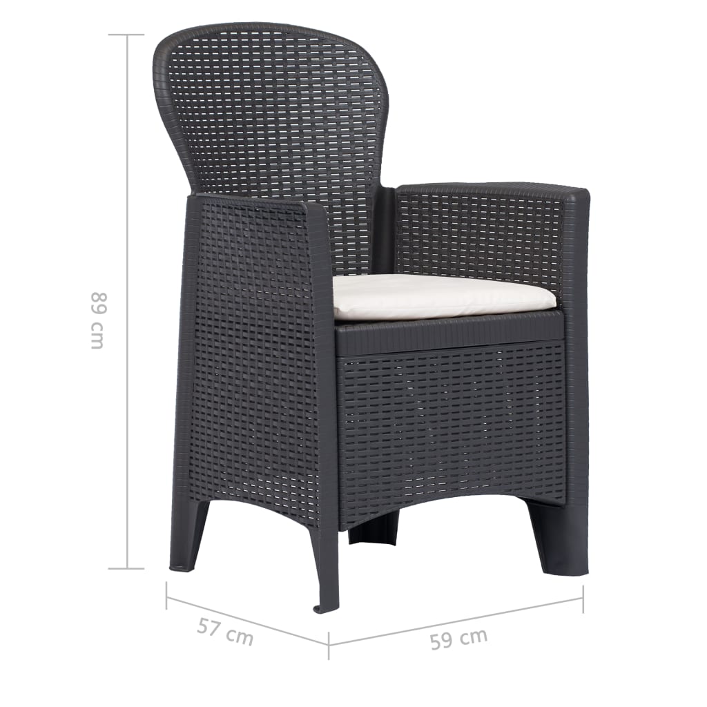 3 Piece Bistro Set Plastic Brown Rattan Look