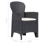 3 Piece Bistro Set Plastic Brown Rattan Look