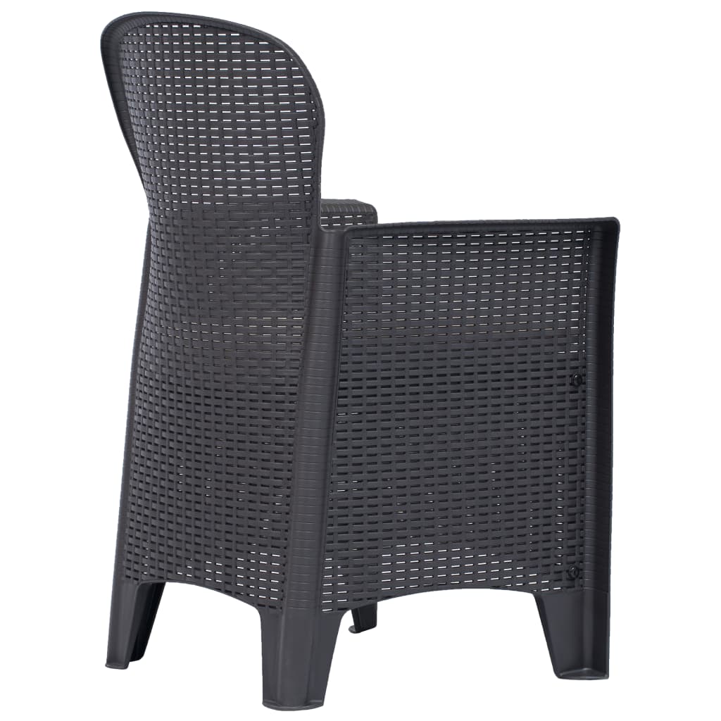 3 Piece Bistro Set Plastic Brown Rattan Look