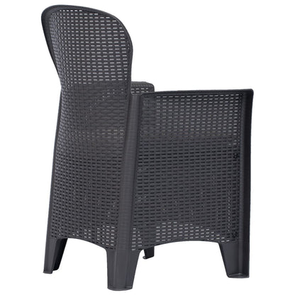 3 Piece Bistro Set Plastic Brown Rattan Look