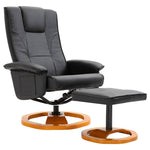 Swivel TV Armchair with Foot Stool Black Leather