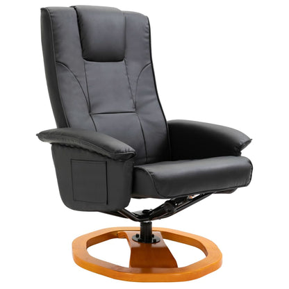 Swivel TV Armchair with Foot Stool Black Faux Leather
