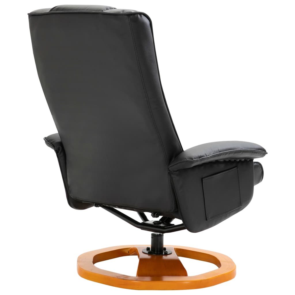 Swivel TV Armchair with Foot Stool Black Faux Leather