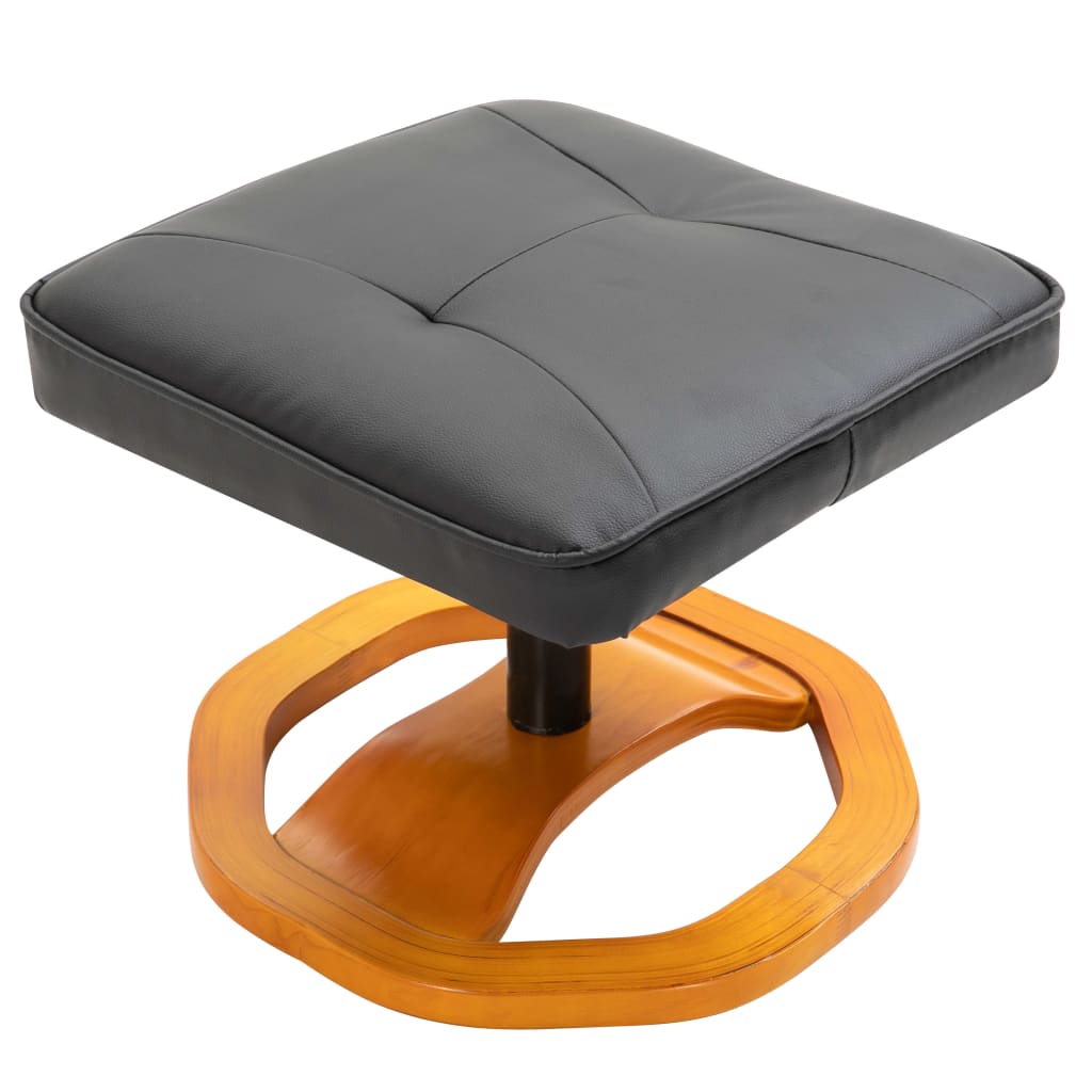 Swivel TV Armchair with Foot Stool Black Faux Leather