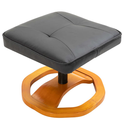 Swivel TV Armchair with Foot Stool Black Faux Leather