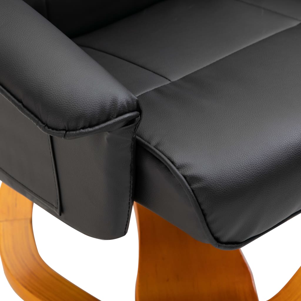 Swivel TV Armchair with Foot Stool Black Faux Leather