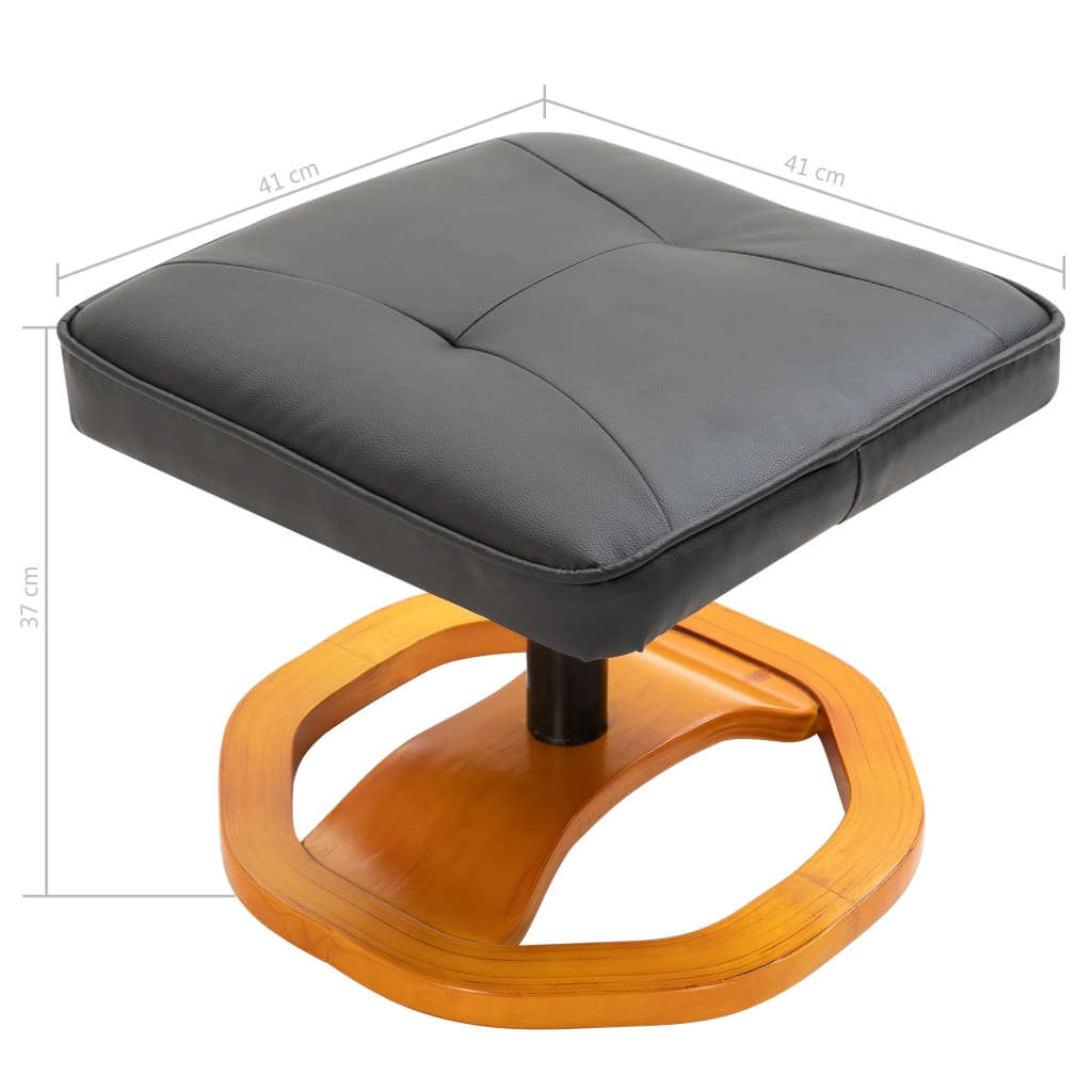 Swivel TV Armchair with Foot Stool Black Faux Leather