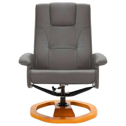 Swivel TV Armchair with Foot Stool Grey Faux Leather