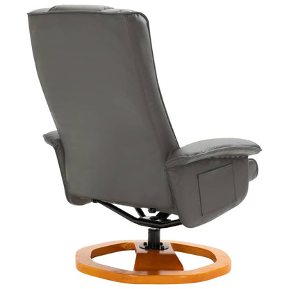 Swivel TV Armchair with Foot Stool Grey Faux Leather