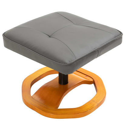 Swivel TV Armchair with Foot Stool Grey Faux Leather