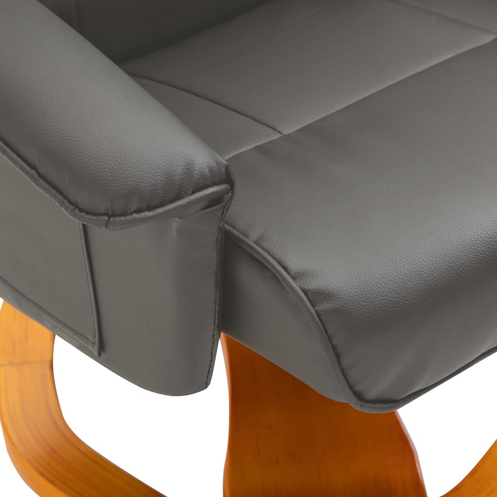 Swivel TV Armchair with Foot Stool Grey Faux Leather