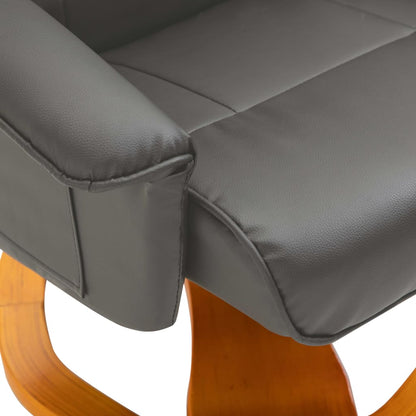 Swivel TV Armchair with Foot Stool Grey Faux Leather
