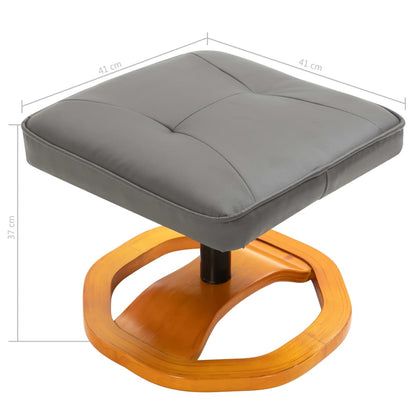 Swivel TV Armchair with Foot Stool Grey Faux Leather