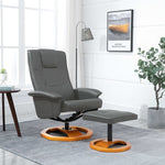 Swivel TV Armchair with Foot Stool Grey Leather