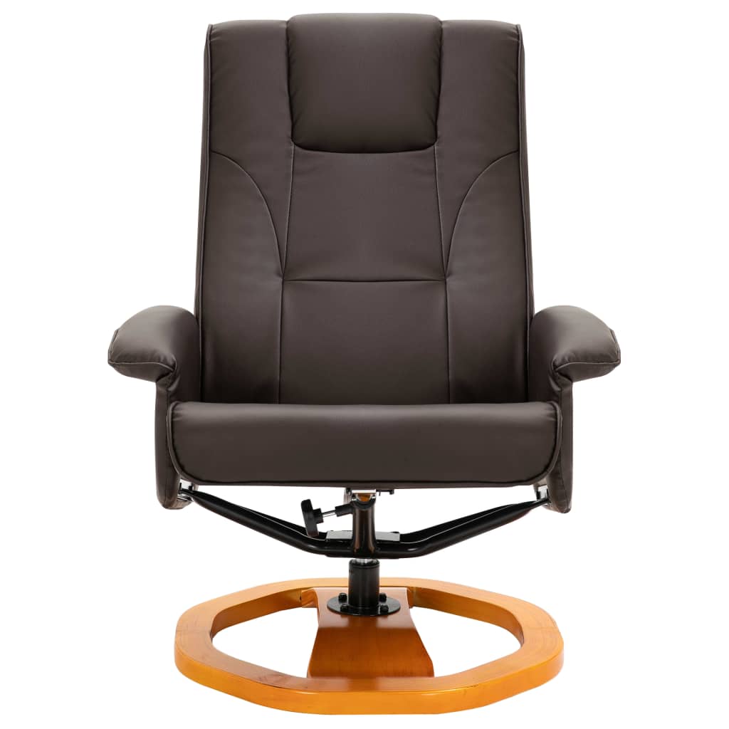 Swivel TV Armchair with Foot Stool Brown Faux Leather