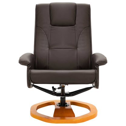 Swivel TV Armchair with Foot Stool Brown Faux Leather