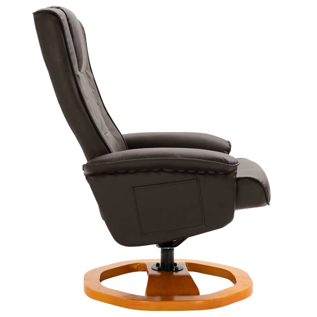 Swivel TV Armchair with Foot Stool Brown Faux Leather