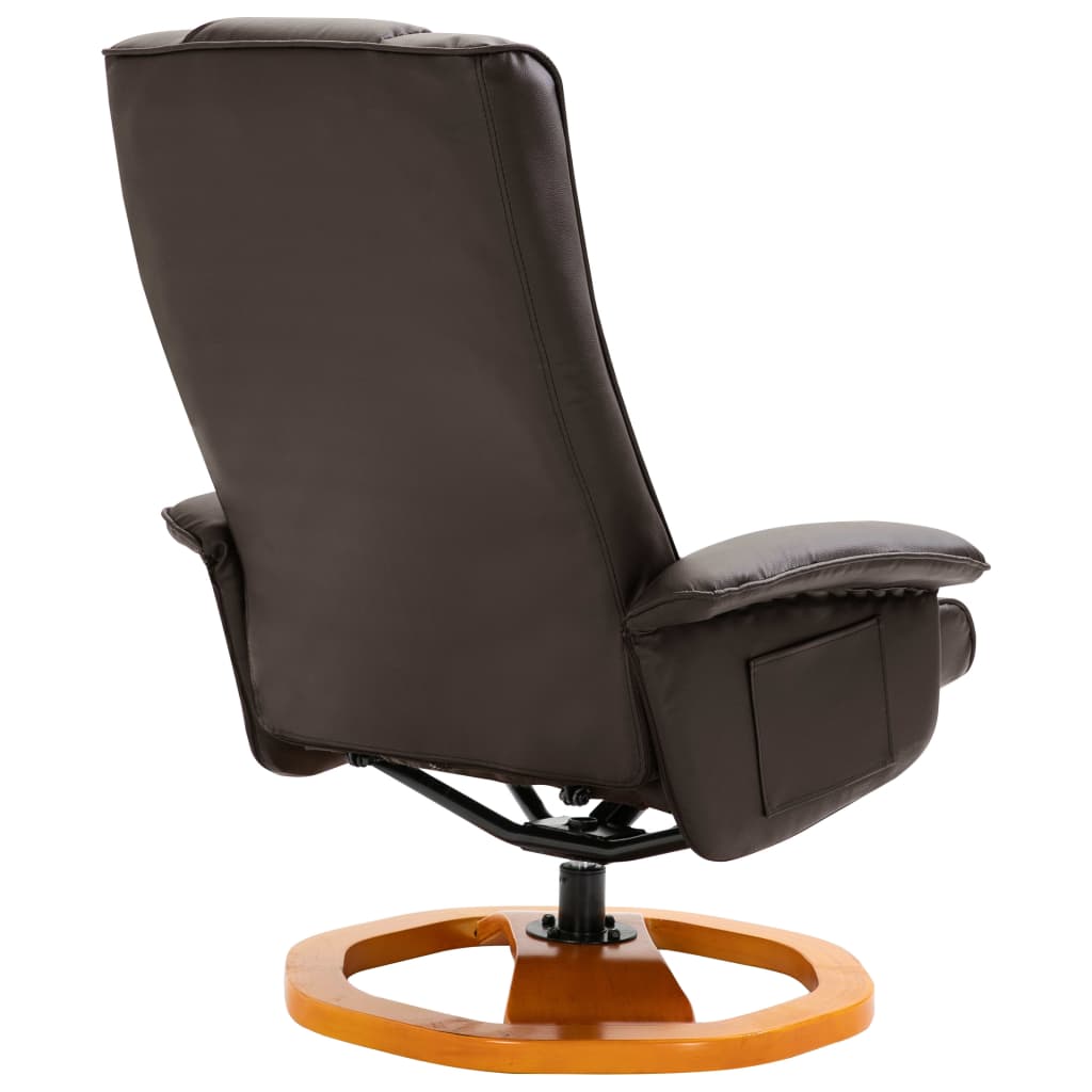 Swivel TV Armchair with Foot Stool Brown Faux Leather