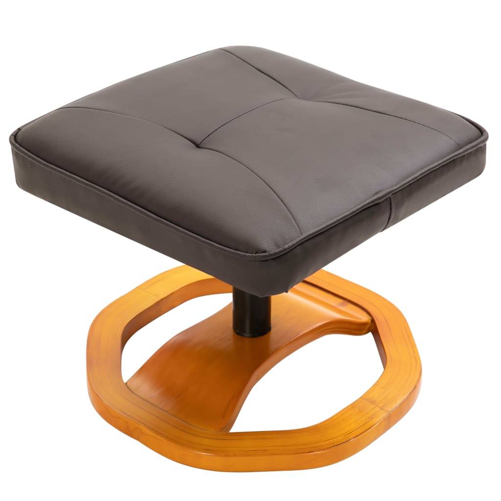 Swivel TV Armchair with Foot Stool Brown Faux Leather